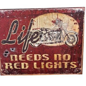 Vintage Motorcycle Adventure Tin Sign Wall Decor 16"x12.5" Retro Style